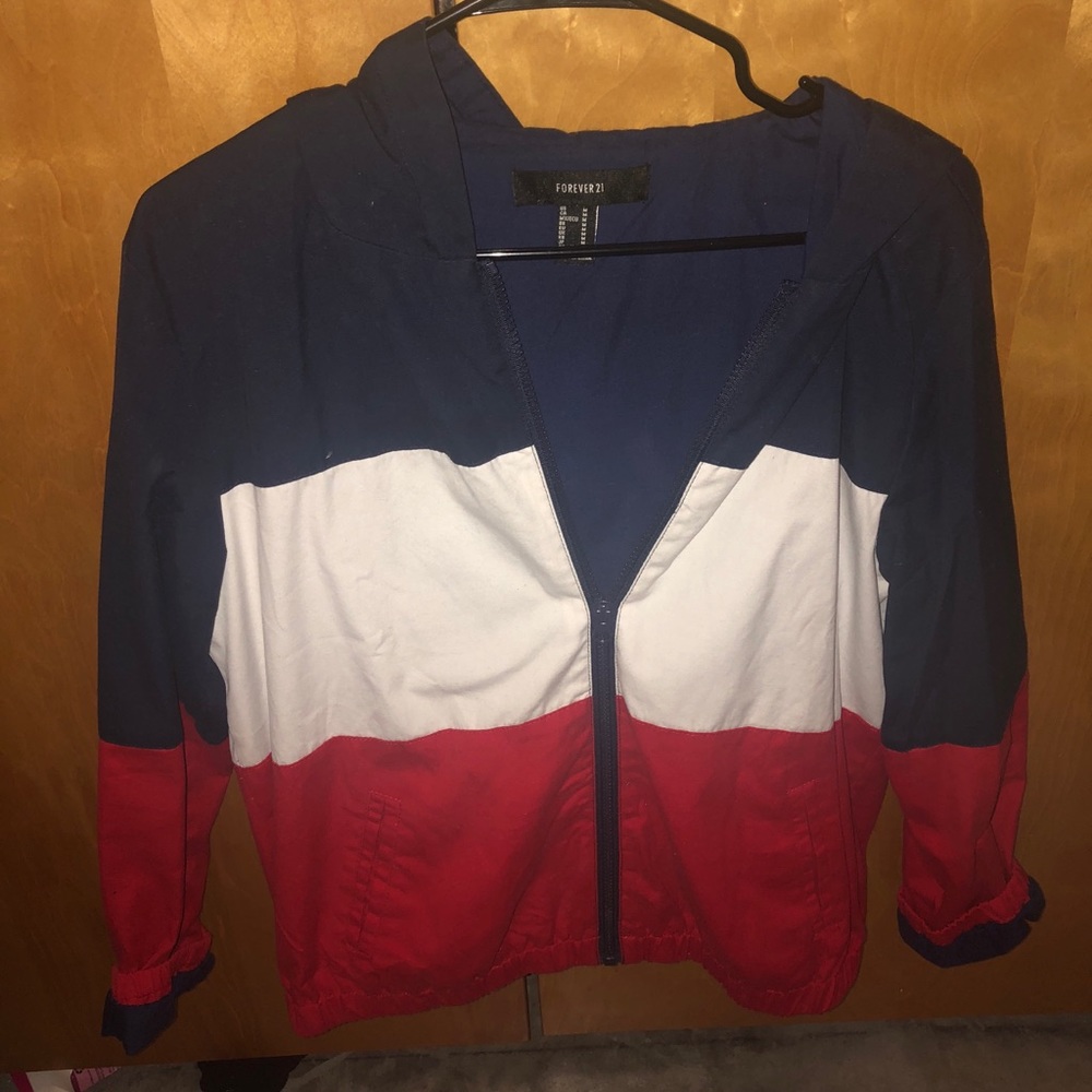 Red, White, and Blue striped windbreaker